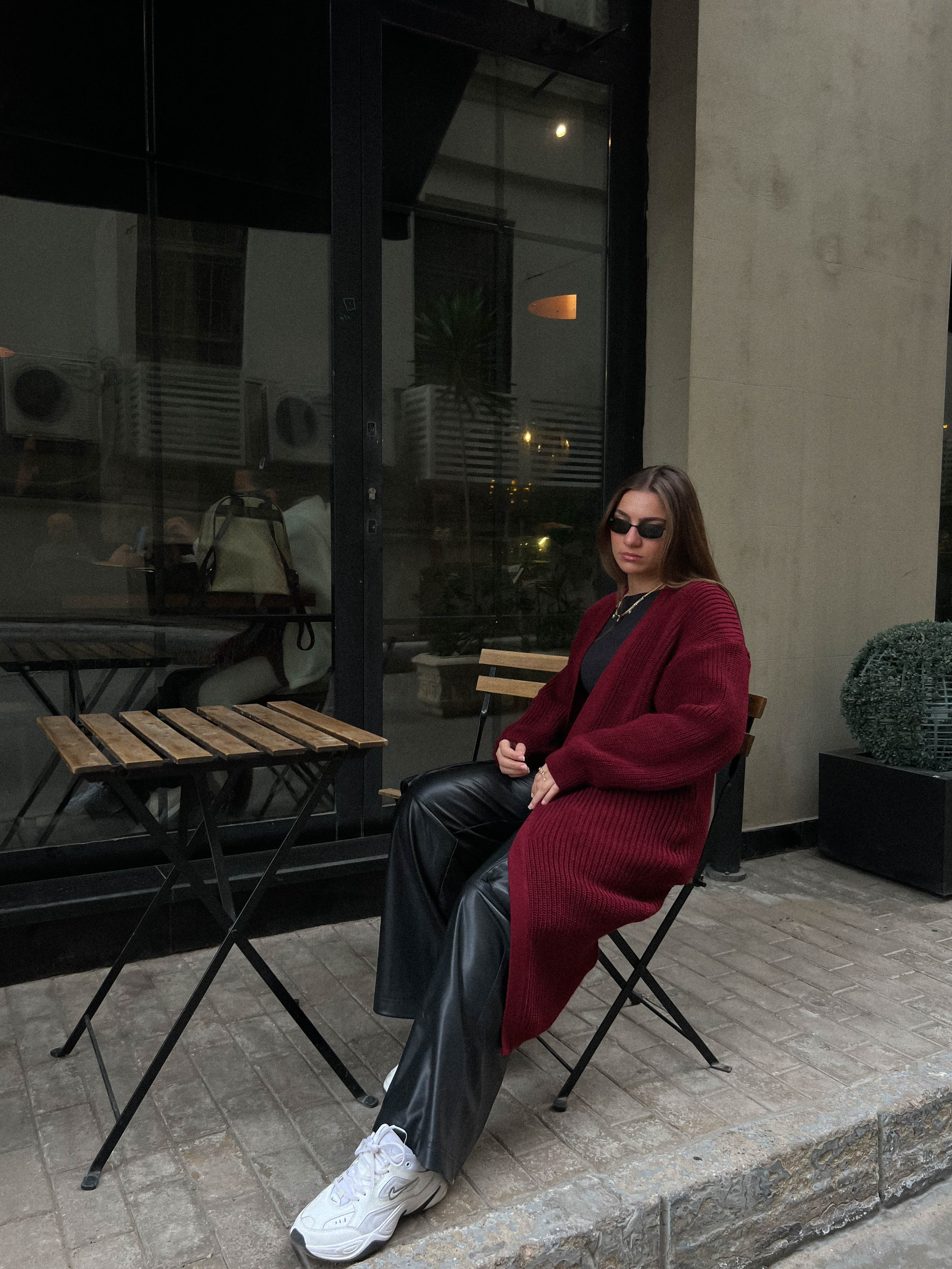Knitted Cardigan-Burgundy