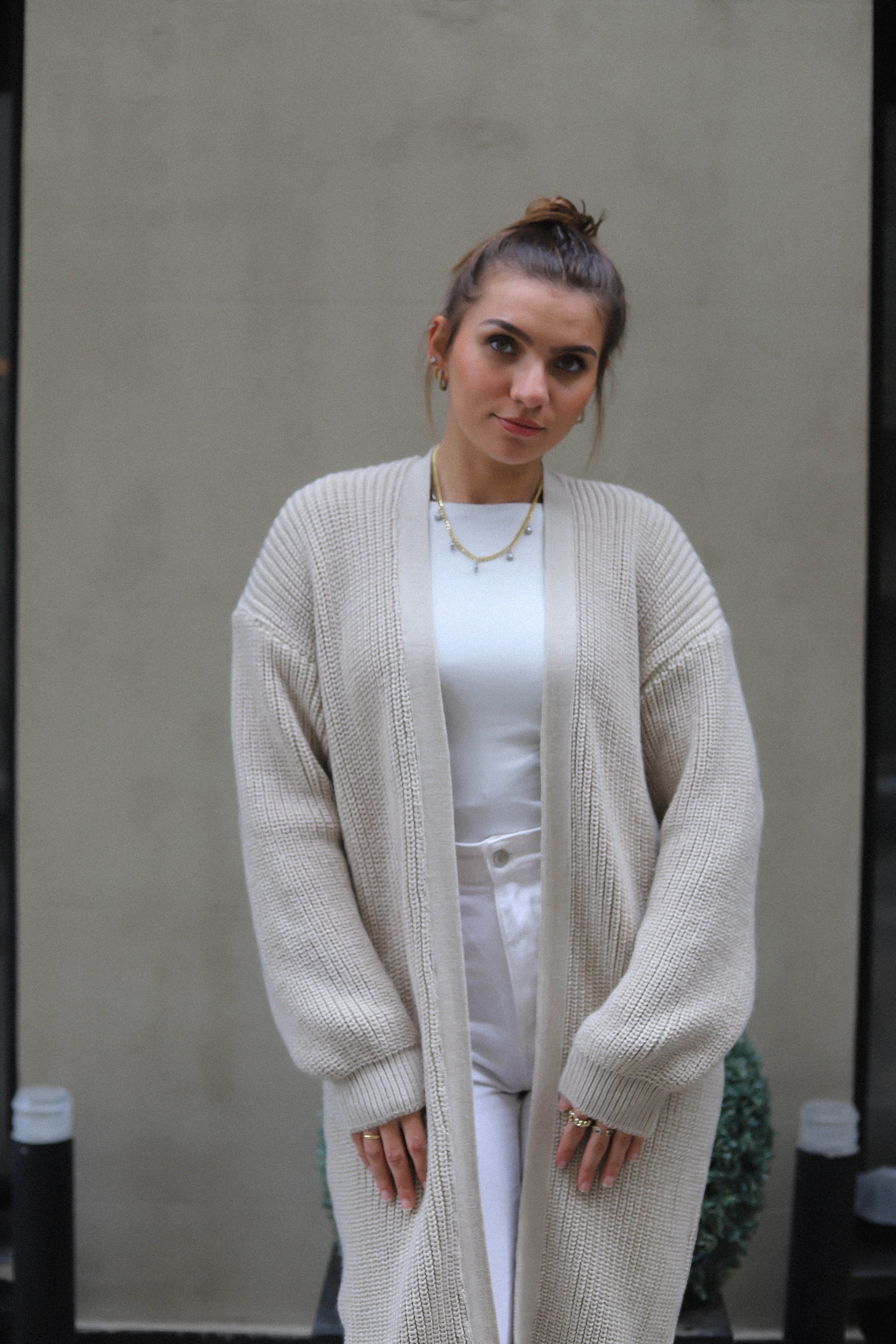 Knitted Cardigan-Beige