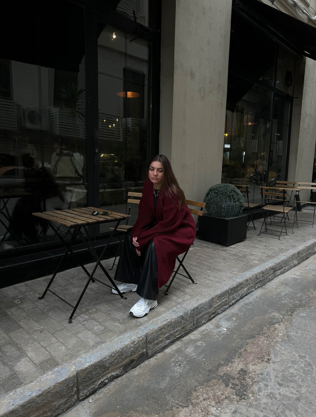 Knitted Cardigan-Burgundy