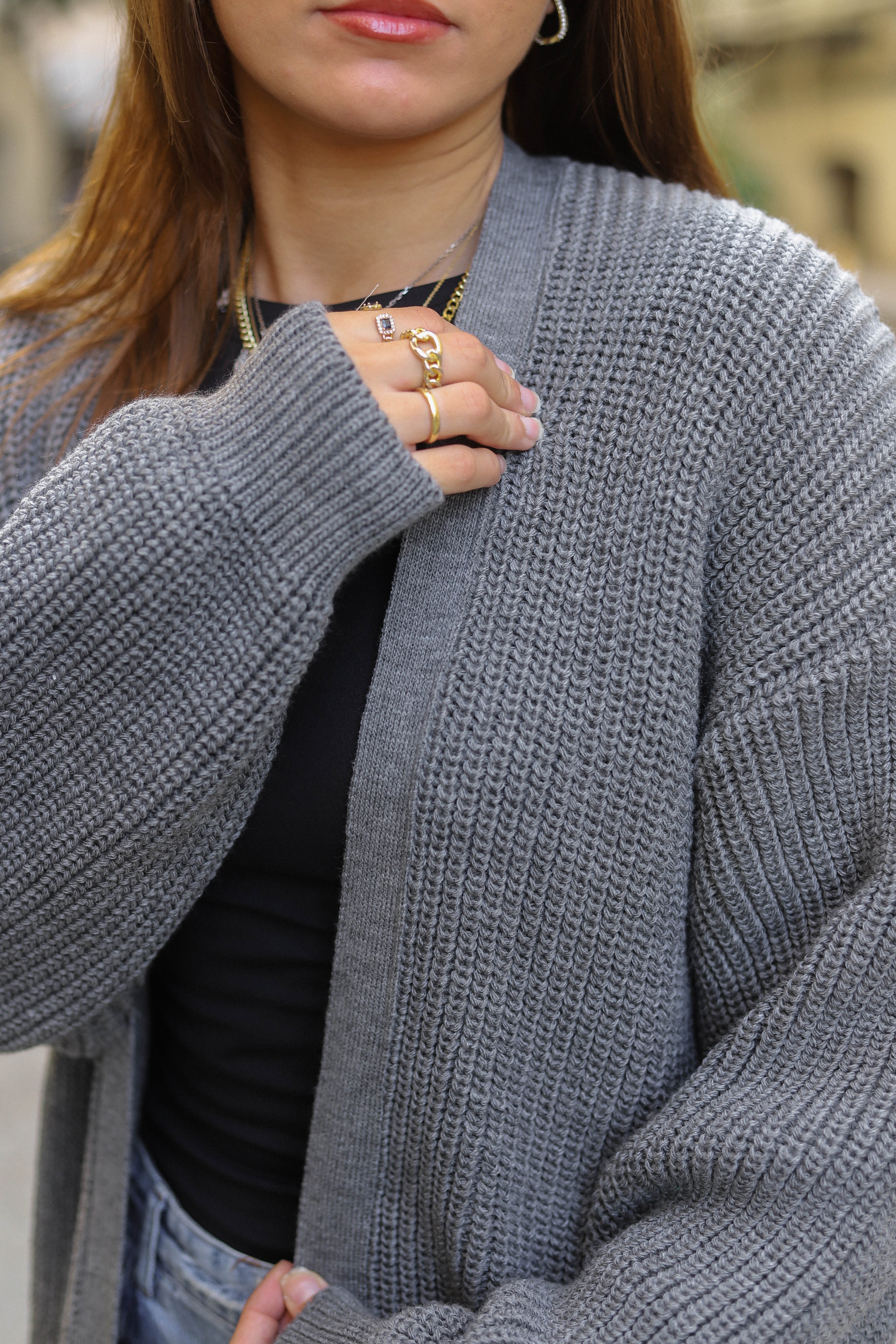 Knitted Cardigan-Grey