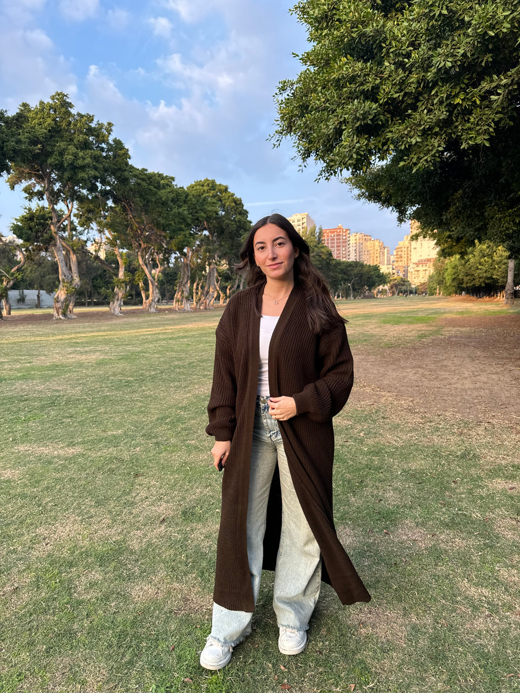 Knitted Cardigan-Brown