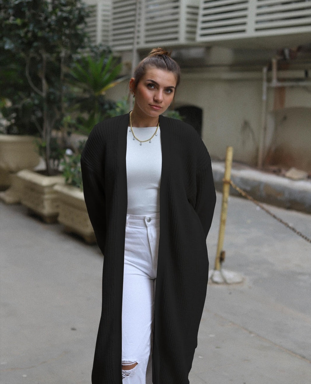 Knitted Cardigan-Black