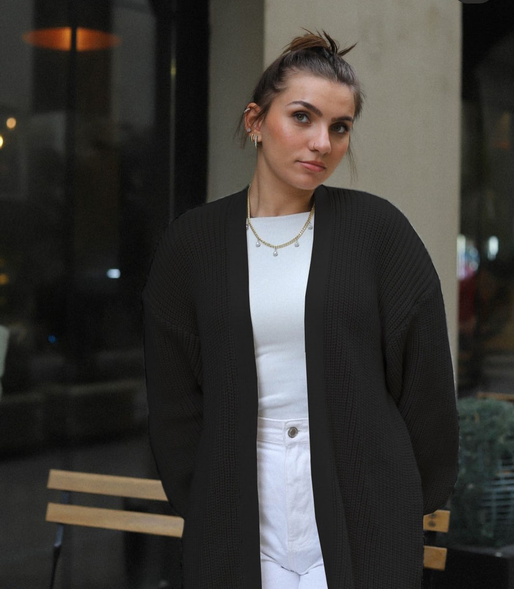 Knitted Cardigan-Black