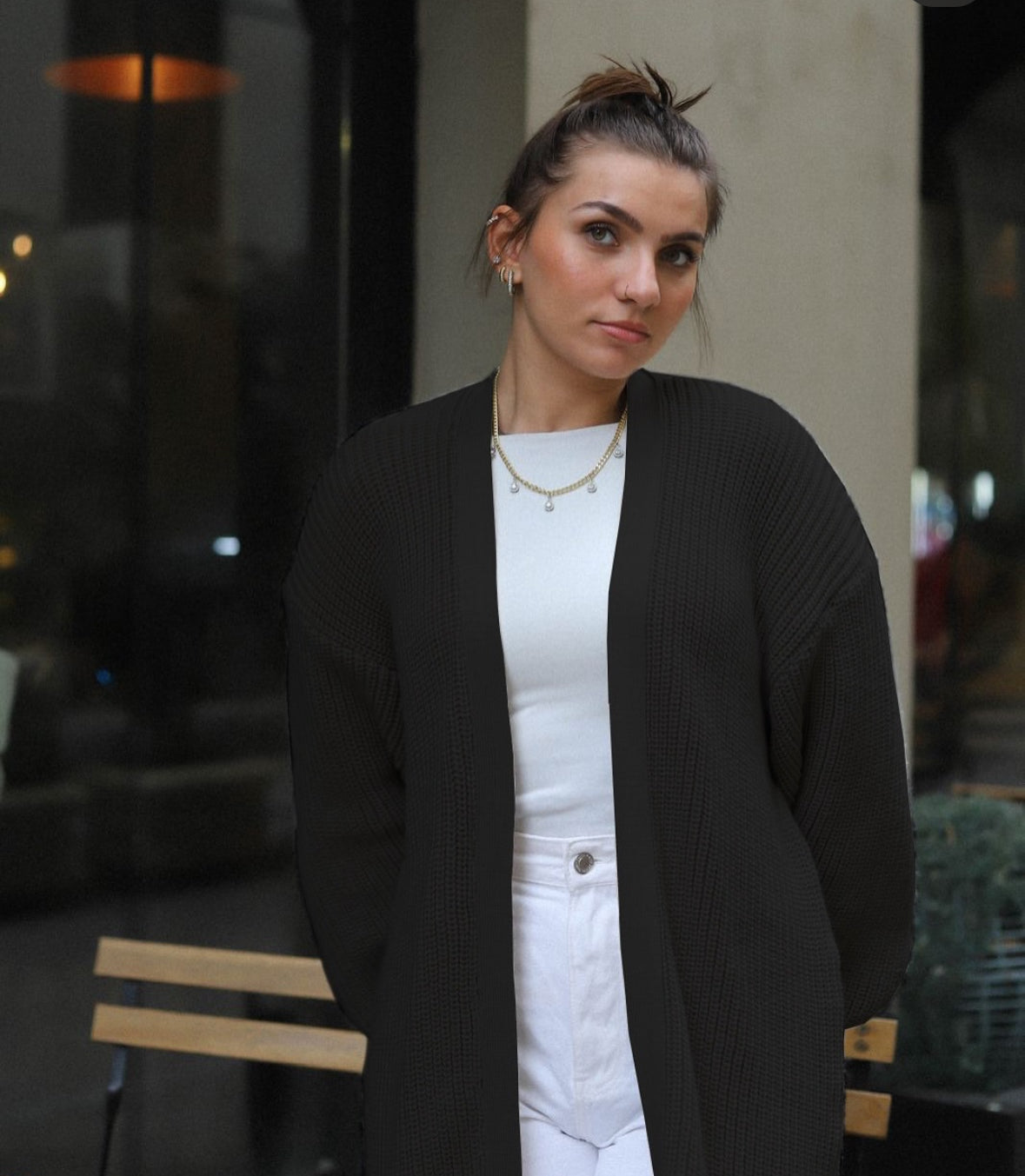 Knitted Cardigan-Black