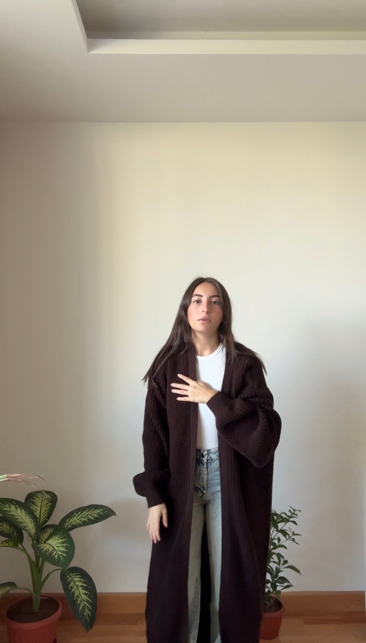 Knitted Cardigan-Brown