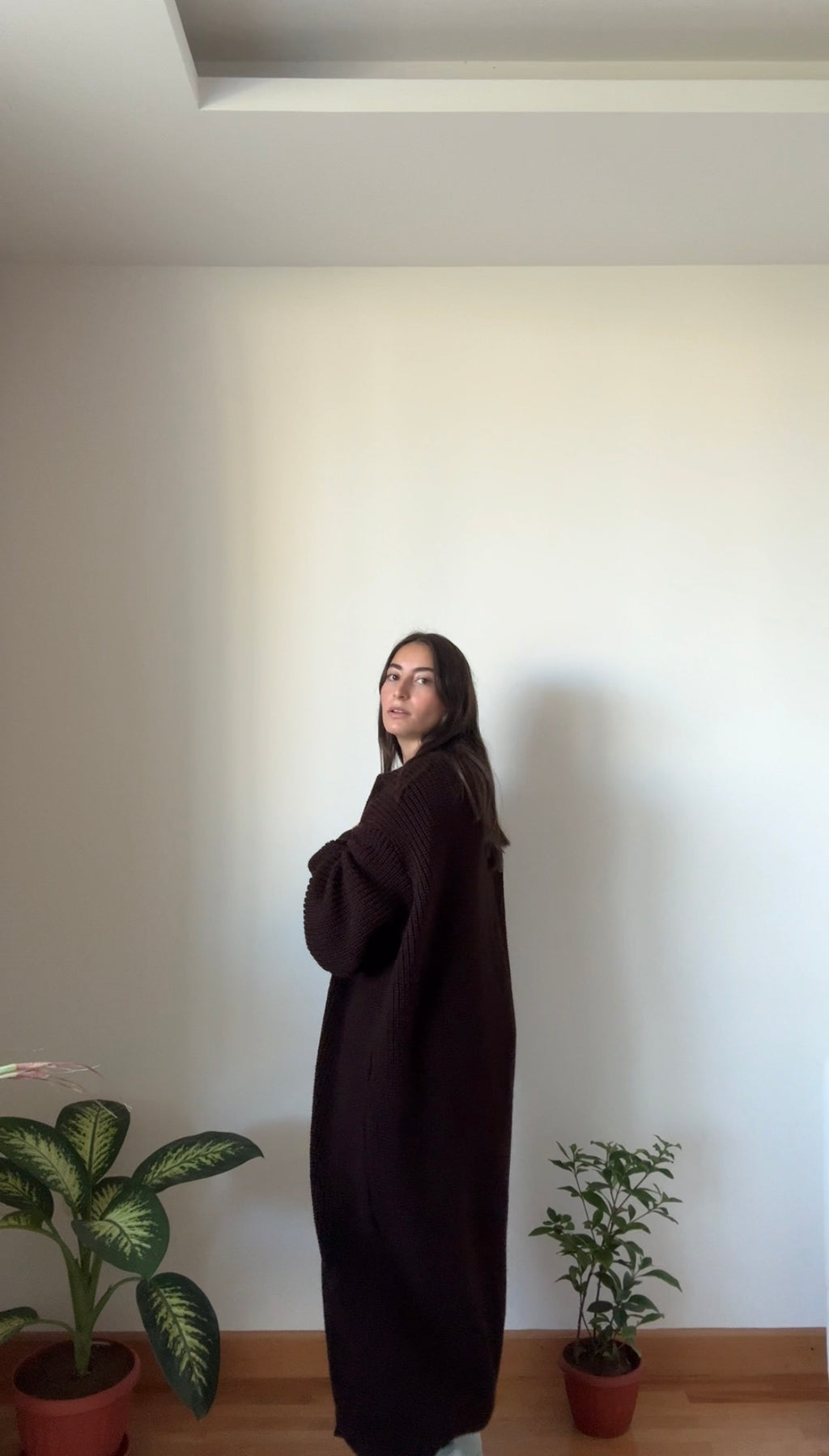 Knitted Cardigan-Brown