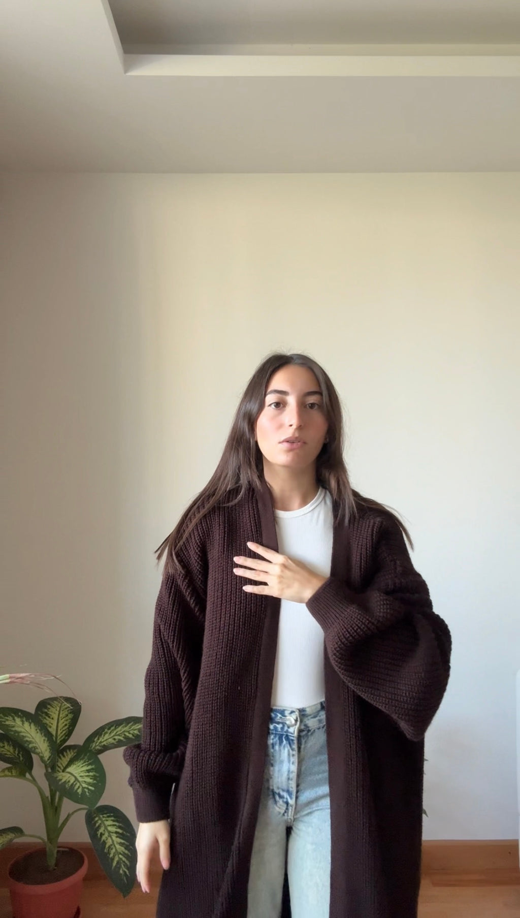 Knitted Cardigan-Brown