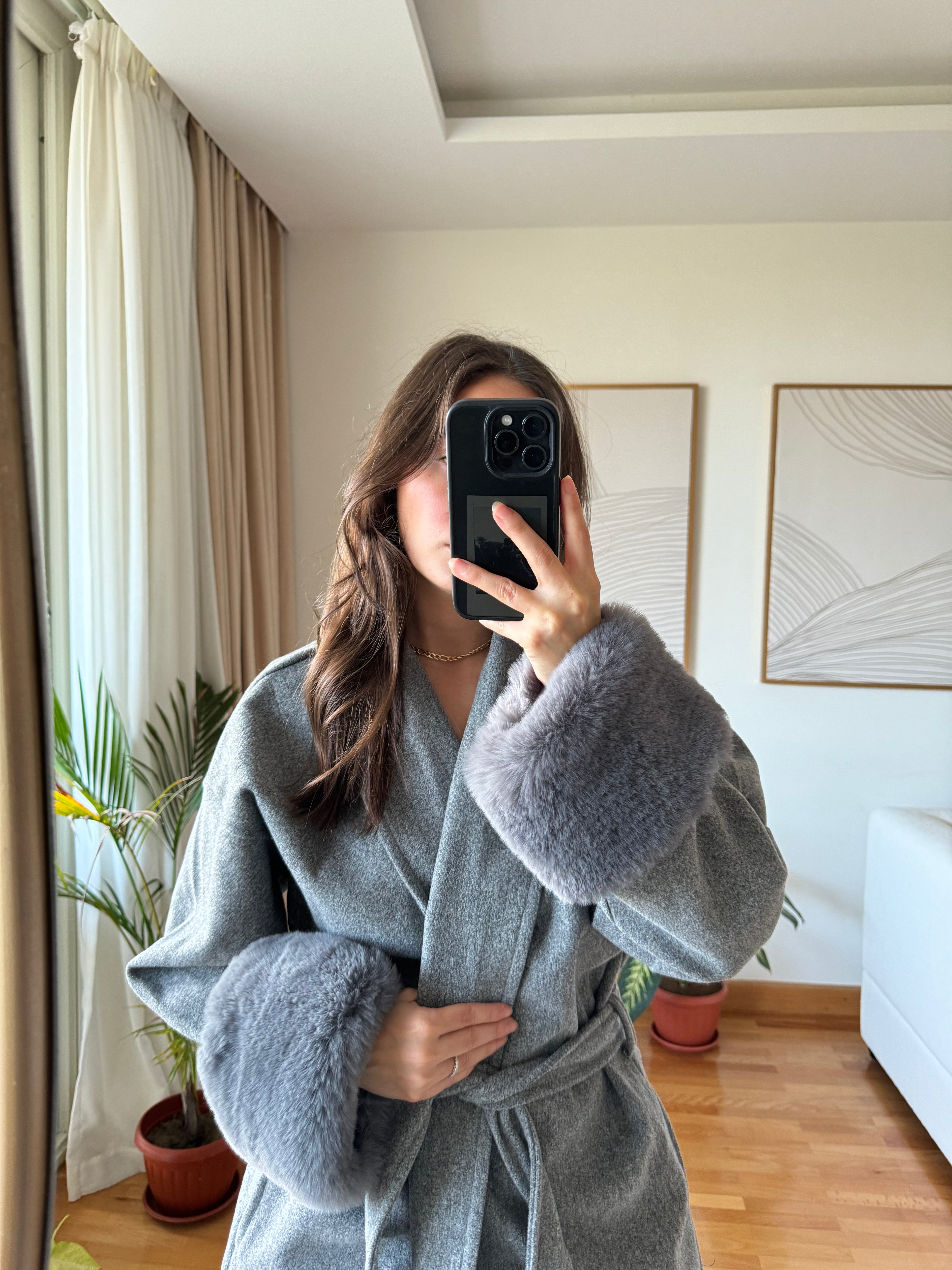 Milano Fur Coat-Grey