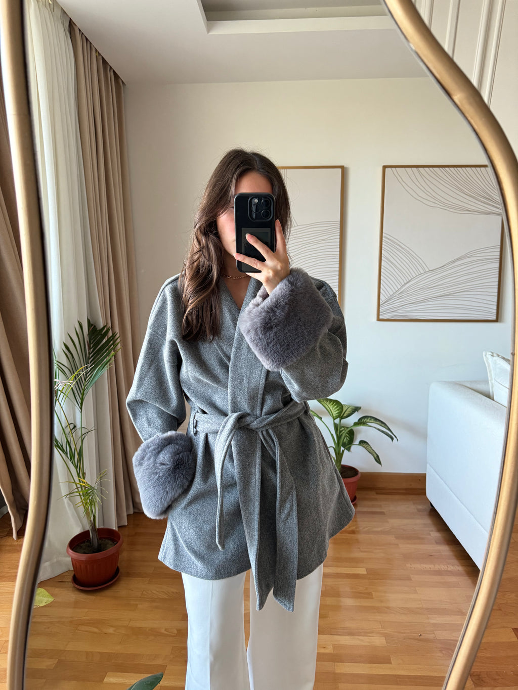 Milano Fur Coat-Grey