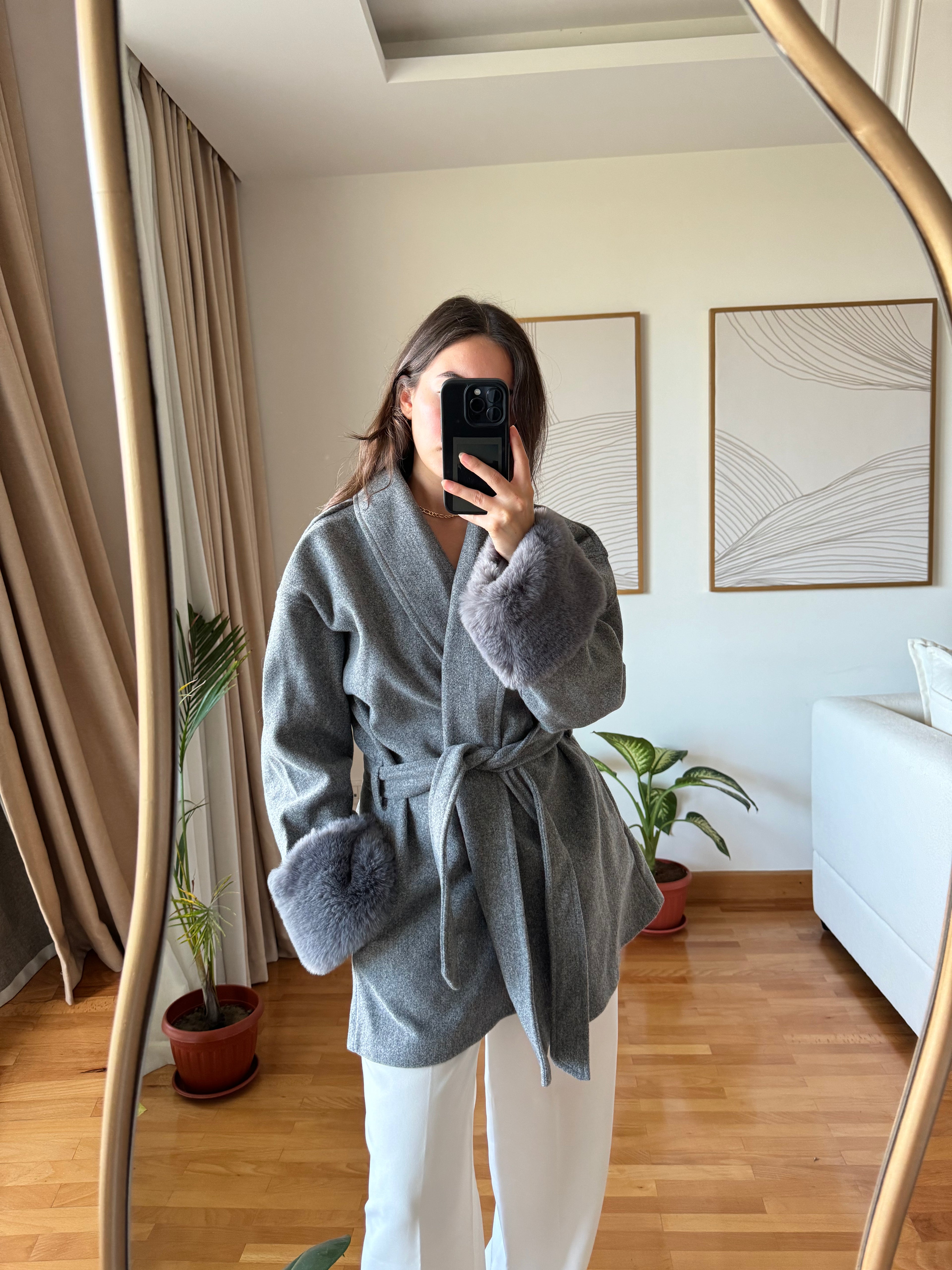 Milano Fur Coat-Grey