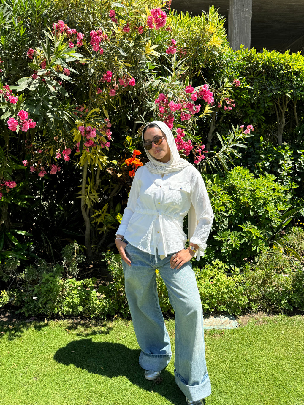 Drawstring Top-White