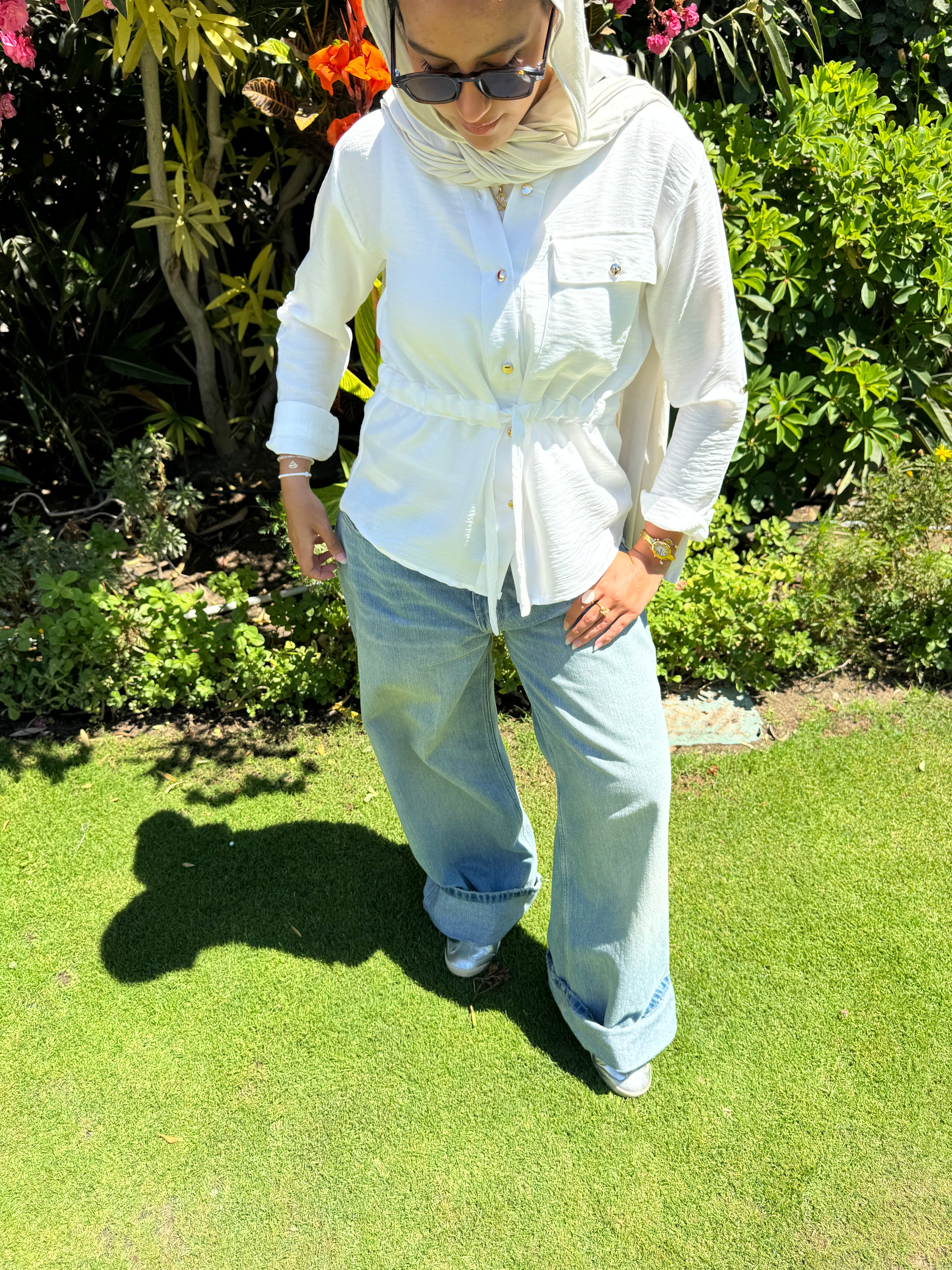Drawstring Top-White
