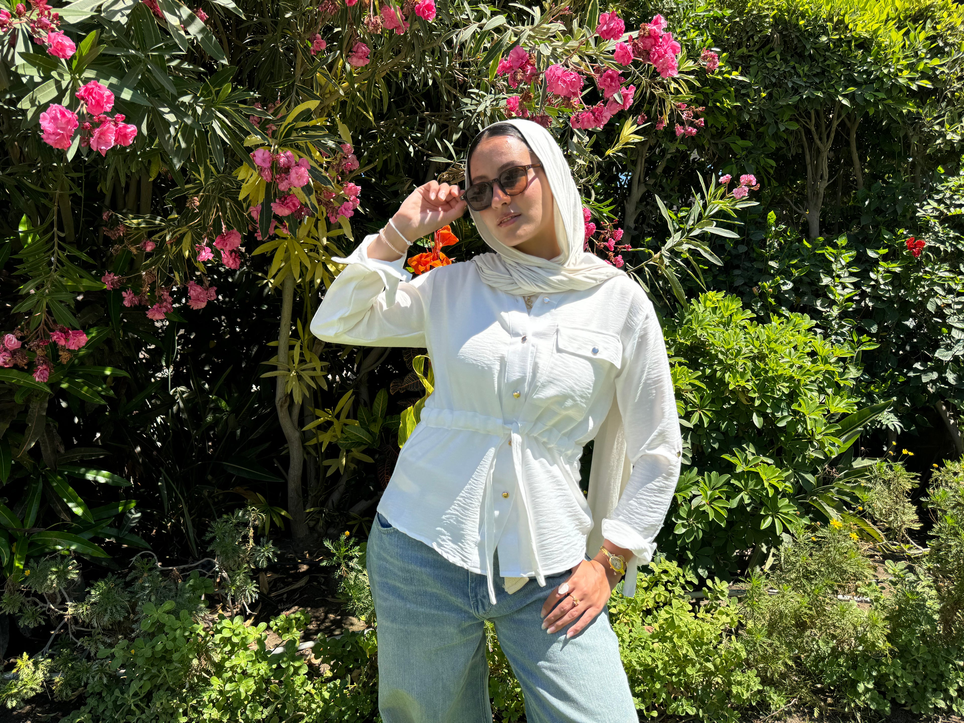 Drawstring Top-White