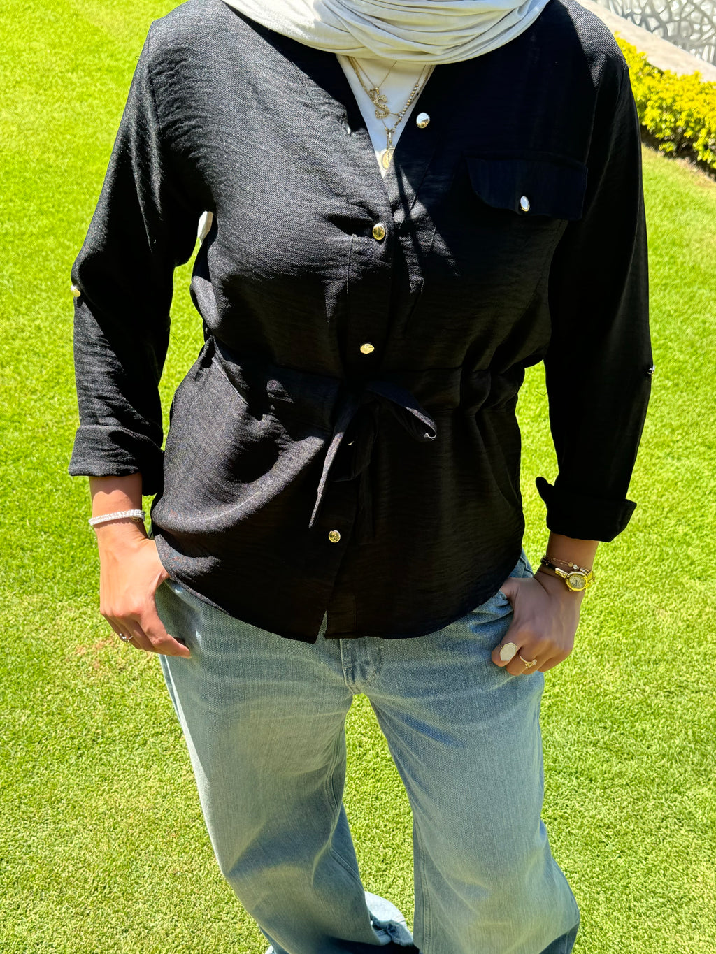Drawstring Top-Black