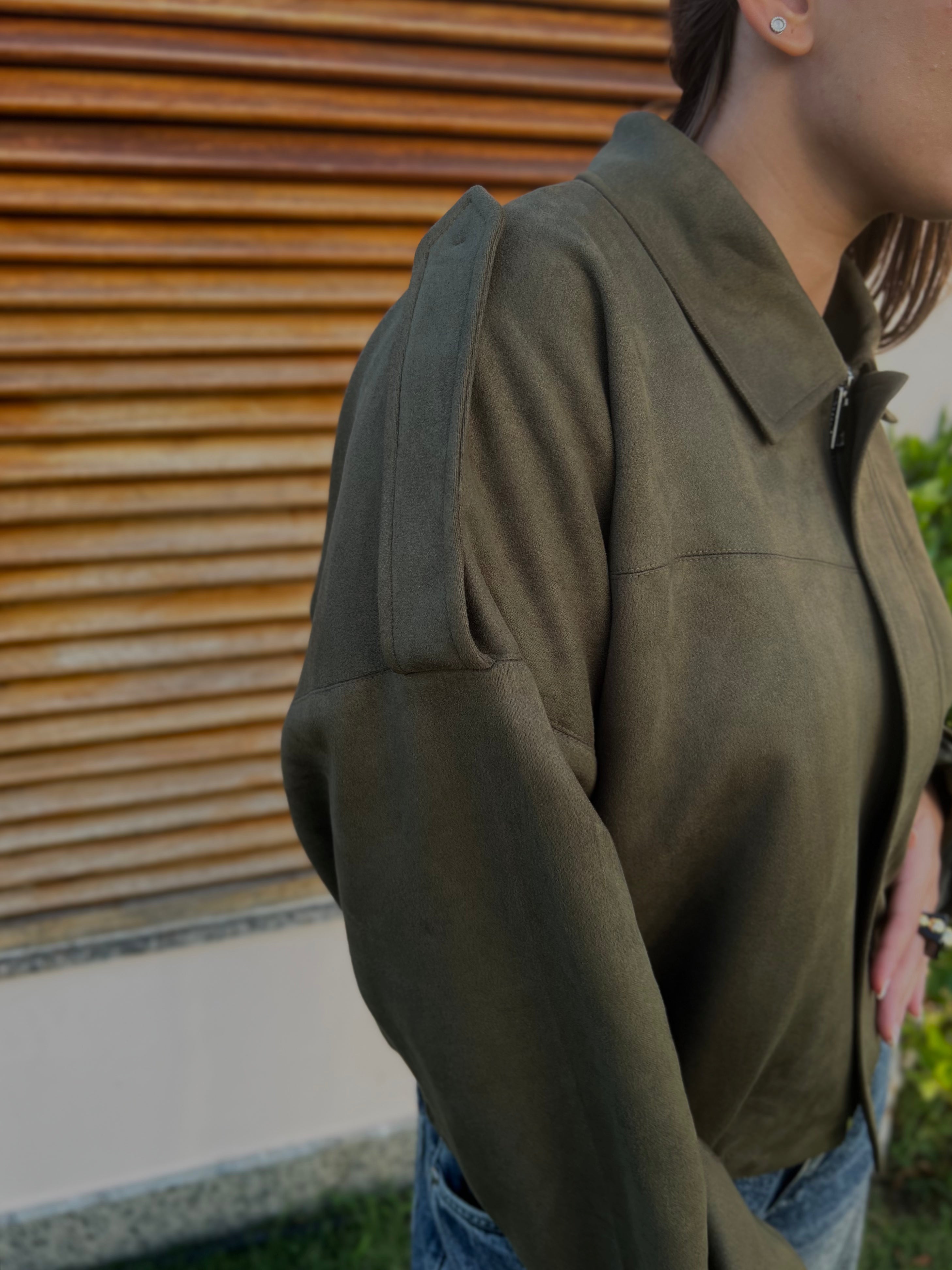 Suede Jacket-Olive